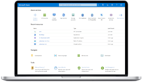 Microsoft Azure - Admin dashboard